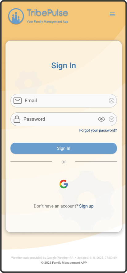 Mockup authentification first screen